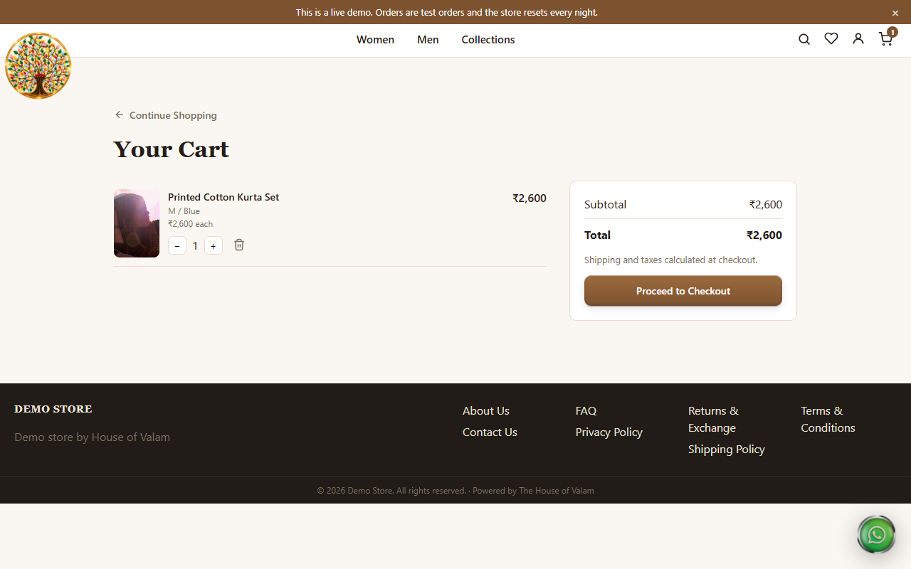 Cart screen