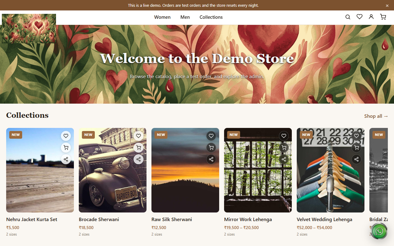Storefront home page